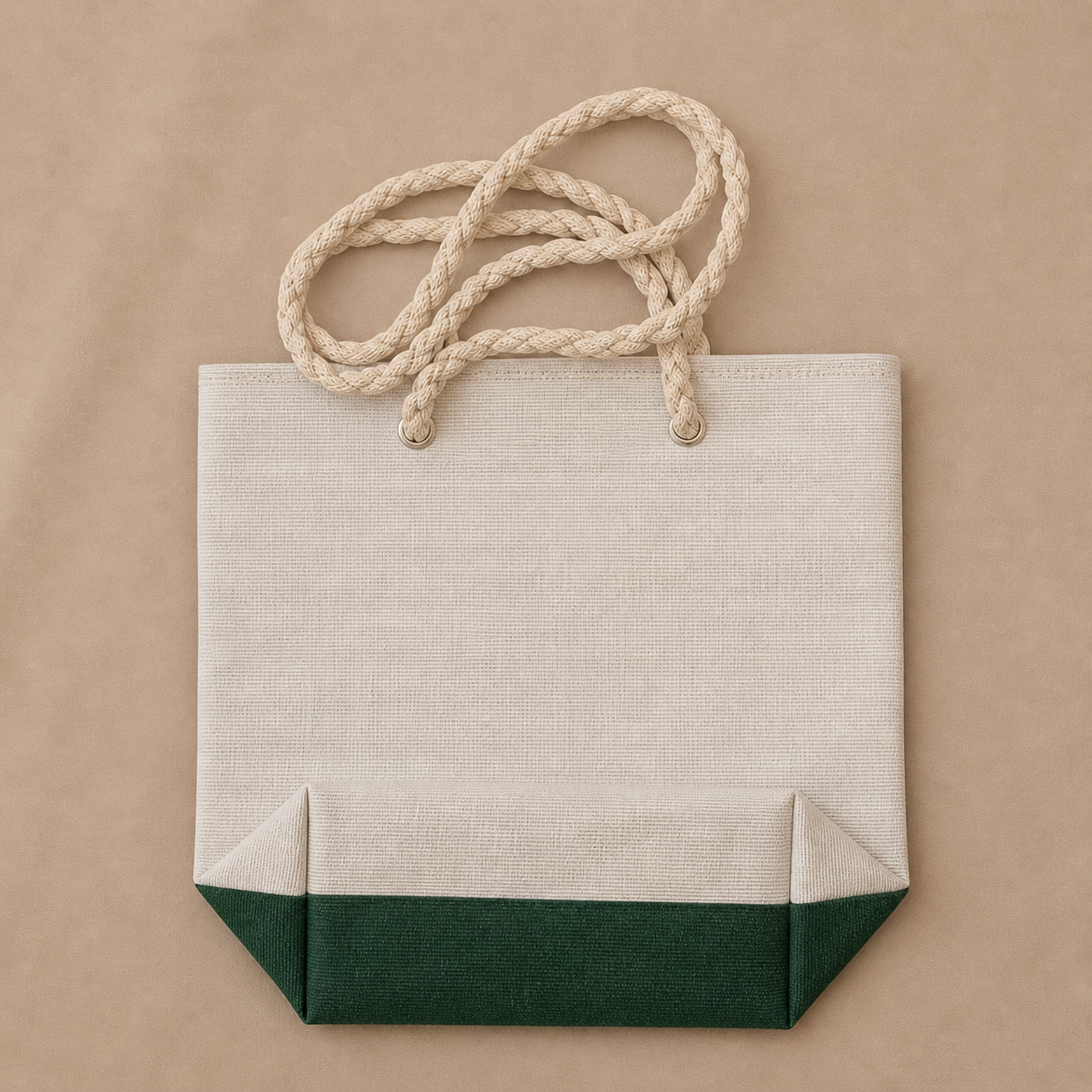 Handcrafted Green Jute Tote Bag with Bunny Floral Design | Natural Rope Handle Eco Bag | Zipper Everyday Shoulder Tote - Image 2